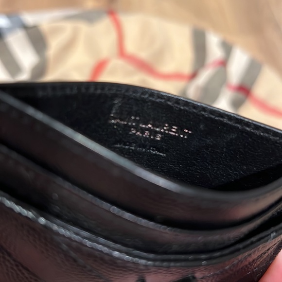 YVES SAINT LAURENT CAVIAR LEATHER BLACK CARD HOLDER WITH BLACK METAL YSL LOGO - Picture 6 of 6